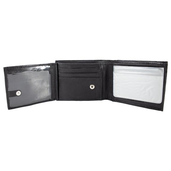 Leather Mens Wallet in Lambskin Leather, Black, Bifold Wallet - Picture 7 of 14
